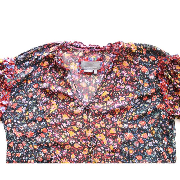 Anthropologie Helene Tunic Dress / Small / Black Floral Sheer Flowy - Picture 6 of 10